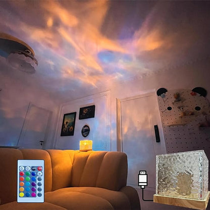 Wave Lamp, Wave Light Cube, Aurora Glow Lamp Crystal Night Light, Romantic Lamp for Room Decor, LED Wave Lights, Room Decor for Kids
