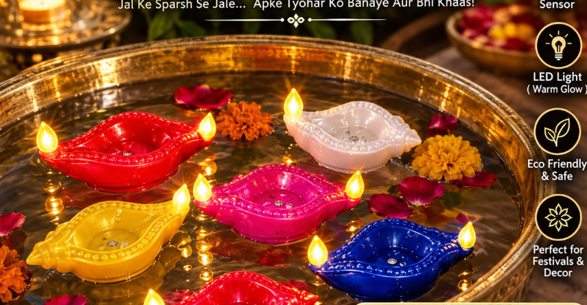 Flameless & Smokeless LED Diya (Pack Of 12)